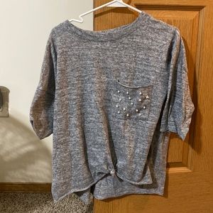 Womens Perl pocket fleece top